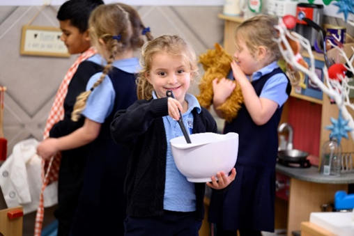 children playing in the kitchen