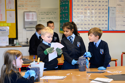 children doing science experiments