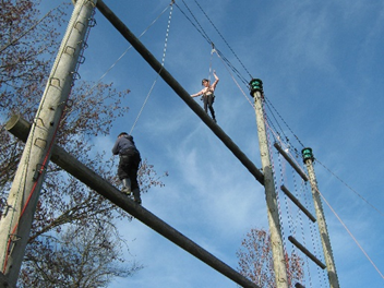 Children doing high ropes